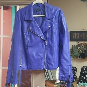 Leather fringe jacket